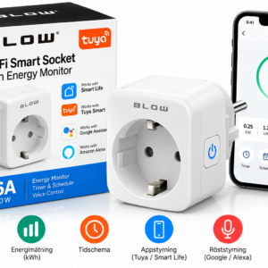 BLOW Tuya Smart WiFi-uttag 16 A med energimätning – 1-pack