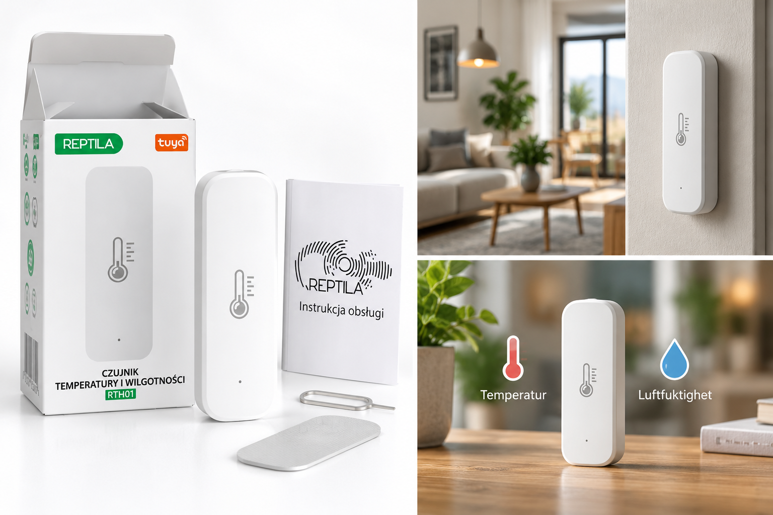 Reptila RTH01 – Zigbee temperatur- och luftfuktighetssensor